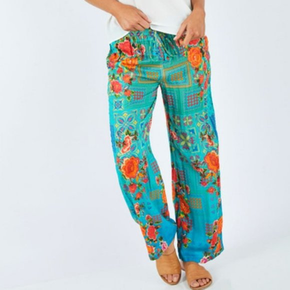 LULA SOUL Aqua Turquoise Capri Wide Leg Pants - Picture 5 of 16
